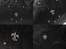 Load image into Gallery viewer, CHROME HEARTS クロムハーツ TOTE W SNP BS FLUER スナップ トートバッグ BSフレアパッチ レザー シルバー925 ブラック 美品 中古 4b004584