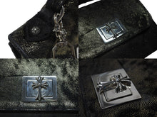 Load image into Gallery viewer, 極美品 CHROME HEARTS クロムハーツ GROW UP グロウアップ 2WAYバッグ スモールCHクロス シルバー925 ハラコ ブラック 中古 4b004585