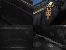 Load image into Gallery viewer, 極美品 CHROME HEARTS クロムハーツ GROW UP スモールCHクロス ブロンズ デニム ハンドバッグ レザー シルバー925 ブルー 中古 4b004586