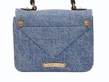 Load image into Gallery viewer, 極美品 CHROME HEARTS クロムハーツ GROW UP スモールCHクロス ブロンズ デニム ハンドバッグ レザー シルバー925 ブルー 中古 4b004586