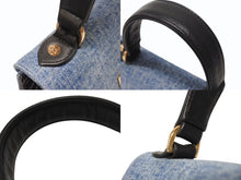 Load image into Gallery viewer, 極美品 CHROME HEARTS クロムハーツ GROW UP スモールCHクロス ブロンズ デニム ハンドバッグ レザー シルバー925 ブルー 中古 4b004586