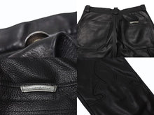 Load image into Gallery viewer, 極美品 CHROME HEARTS クロムハーツ フレアニー レザーカーペンターパンツ サイズ31 クロスボールボタン ゴートレザー ブラック 中古 4b004590