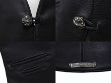 Load image into Gallery viewer, 極美品 CHROME HEARTS クロムハーツ CLASSIC 2B SUD レザーベスト サイズS クロスボールボタン カーフレザー ブラック 中古 4b004592