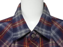 Load image into Gallery viewer, CHROME HEARTS クロムハーツ 長袖 チェックシャツ オールドクロス ボタン クロスパッチ レッド ネイビー サイズS 美品 中古 4b004593
