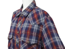 Load image into Gallery viewer, CHROME HEARTS クロムハーツ 長袖 チェックシャツ オールドクロス ボタン クロスパッチ レッド ネイビー サイズS 美品 中古 4b004593