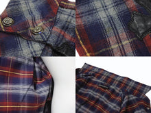 Load image into Gallery viewer, CHROME HEARTS クロムハーツ 長袖 チェックシャツ オールドクロス ボタン クロスパッチ レッド ネイビー サイズS 美品 中古 4b004593