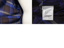 画像をギャラリービューアに読み込む, CHROME HEARTS クロムハーツ 長袖 チェックシャツ クロスボールボタン クロスパッチ ブラウン ブルー サイズL 美品 中古 4b004594