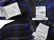 画像をギャラリービューアに読み込む, CHROME HEARTS クロムハーツ 長袖 チェックシャツ クロスボールボタン クロスパッチ ブラウン ブルー サイズL 美品 中古 4b004594