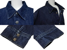 Load image into Gallery viewer, 極美品 CHROME HEARTS クロムハーツ WORK DOG ワークドッグ デニム長袖シャツ サイズXL クロスボール インディゴブルー 中古 4b004596
