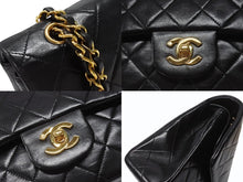 Load image into Gallery viewer, CHANEL シャネル マトラッセ25 Wフラップ Wチェーンショルダーバッグ 3番台 ラムスキン ココマーク ブラック 美品 中古 4b004618