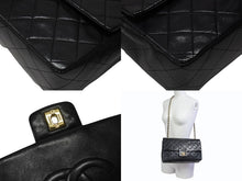 画像をギャラリービューアに読み込む, 極美品 CHANEL シャネル マトラッセ27 Sフラップ Wチェーンショルダーバッグ 1番台 ラムスキン ココマーク ブラック ポーチ付き 中古 4b004620