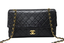 画像をギャラリービューアに読み込む, 極美品 CHANEL シャネル マトラッセ27 Sフラップ Wチェーンショルダーバッグ 1番台 ラムスキン ココマーク ブラック ポーチ付き 中古 4b004620