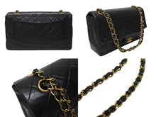 画像をギャラリービューアに読み込む, 極美品 CHANEL シャネル マトラッセ27 Sフラップ Wチェーンショルダーバッグ 1番台 ラムスキン ココマーク ブラック ポーチ付き 中古 4b004620