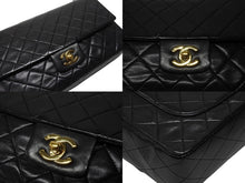 画像をギャラリービューアに読み込む, 極美品 CHANEL シャネル マトラッセ27 Sフラップ Wチェーンショルダーバッグ 1番台 ラムスキン ココマーク ブラック ポーチ付き 中古 4b004620