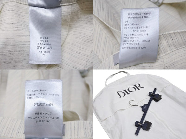 新品未使用 Christian Dior クリスチャンディオール プリーツ ロングスカート 393C902A5845 サイズU ウール リネン アイボリー 中古 4b004622