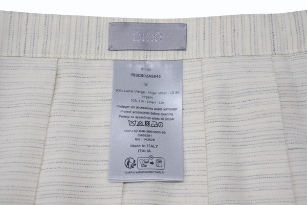 新品未使用 Christian Dior クリスチャンディオール プリーツ ロングスカート 393C902A5845 サイズU ウール リネン アイボリー 中古 4b004622