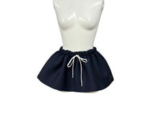 Load image into Gallery viewer, 極美品 MIUMIU ミュウミュウ モヘア ミニスカート MG2200 サイズ40 フレア ロゴパッチ ネイビー 24SS 中古 4b004626