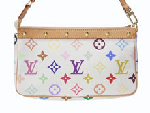 画像をギャラリービューアに読み込む, 極美品 LOUIS VUITTON ルイヴィトン ポシェット アクセソワール アクセサリーポーチ M92649 ホワイト マルチカラー 村上隆 中古 4b004633
