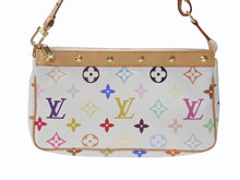 画像をギャラリービューアに読み込む, 極美品 LOUIS VUITTON ルイヴィトン ポシェット アクセソワール アクセサリーポーチ M92649 ホワイト マルチカラー 村上隆 中古 4b004636