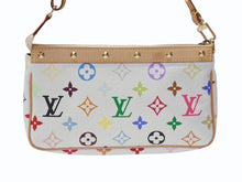 画像をギャラリービューアに読み込む, 極美品 LOUIS VUITTON ルイヴィトン ポシェット アクセソワール アクセサリーポーチ M92649 ホワイト マルチカラー 村上隆 中古 4b004636