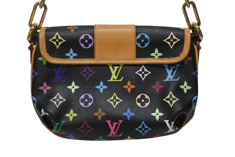 極美品 LOUIS VUITTON ルイヴィトン パティ ワンショルダーバッグ M40306 モノグラム マルチカラー ブラック 村上隆 中古 4b004643