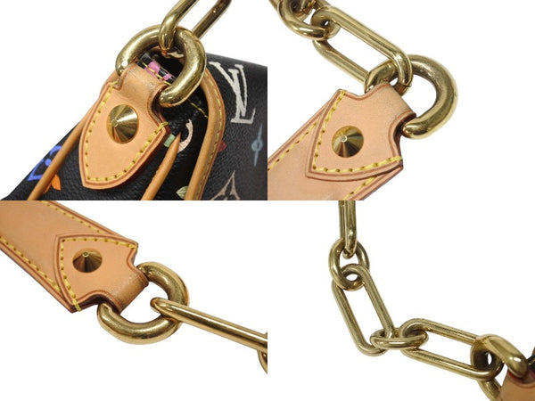 極美品 LOUIS VUITTON ルイヴィトン パティ ワンショルダーバッグ M40306 モノグラム マルチカラー ブラック 村上隆 中古 4b004643