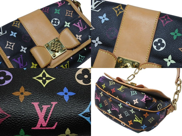 極美品 LOUIS VUITTON ルイヴィトン パティ ワンショルダーバッグ M40306 モノグラム マルチカラー ブラック 村上隆 中古 4b004643