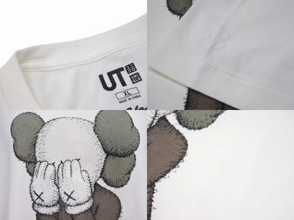 極美品 UNIQLO ユニクロ ｘ KAWS カウズ コラボ 半袖Tシャツ ホワイト サイズ XL 中古4b005648