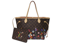 Load image into Gallery viewer, 新品未使用 LOUIS VUITTON ルイヴィトン モノグラム LV × TM ネヴァーフルMM トートバッグ M13271 村上隆 ブラウン ゴールド金具 中古 4b004653