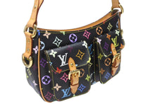 画像をギャラリービューアに読み込む, 極美品 LOUIS VUITTON ルイヴィトン ショルダーバッグ M40052 ロッジGM 村上隆 ノアール ブラック マルチカラー ゴールド金具 中古 4b004658