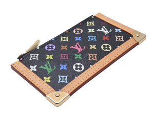 極美品 LOUIS VUITTON ルイヴィトン ポシェットクレ コインケース ブラック マルチカラー 村上隆 M92654 ゴールド金具 中古 4b004659