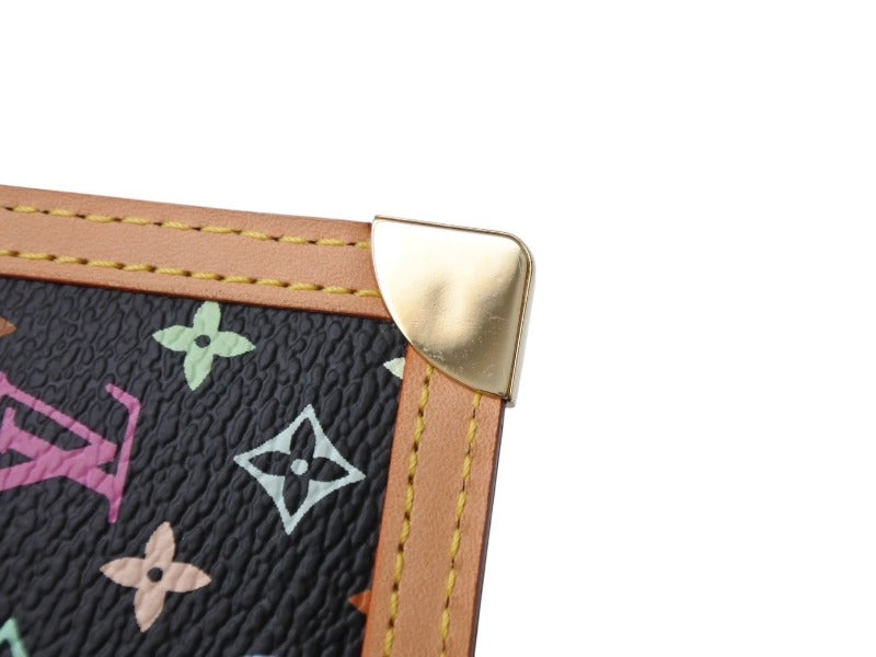 極美品 LOUIS VUITTON ルイヴィトン ポシェットクレ コインケース ブラック マルチカラー 村上隆 M92654 ゴールド金具 中古 4b004659