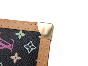極美品 LOUIS VUITTON ルイヴィトン ポシェットクレ コインケース ブラック マルチカラー 村上隆 M92654 ゴールド金具 中古 4b004659