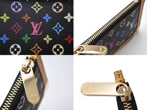 極美品 LOUIS VUITTON ルイヴィトン ポシェットクレ コインケース ブラック マルチカラー 村上隆 M92654 ゴールド金具 中古 4b004659