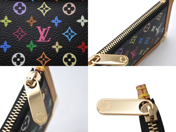 極美品 LOUIS VUITTON ルイヴィトン ポシェットクレ コインケース ブラック マルチカラー 村上隆 M92654 ゴールド金具 中古 4b004659
