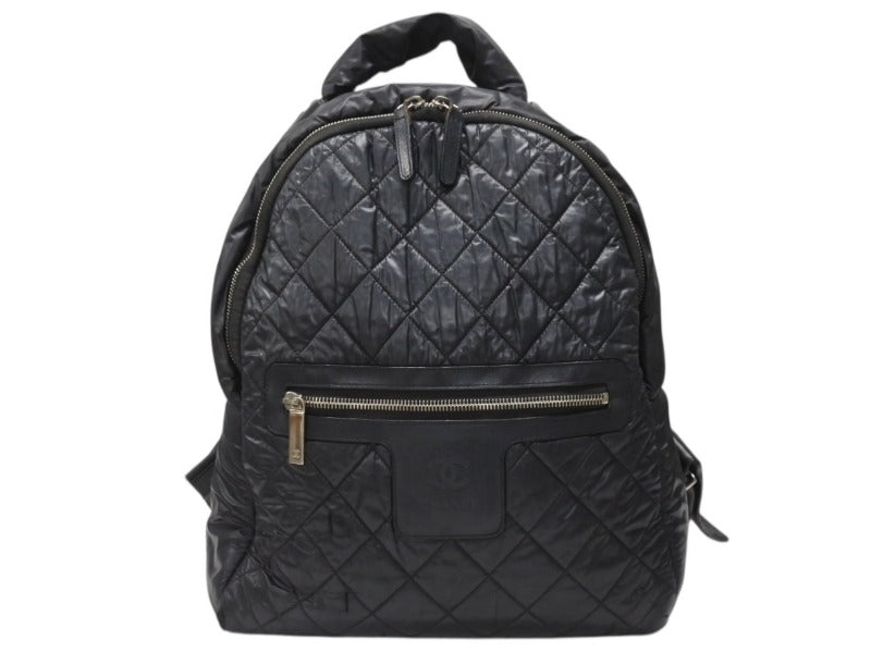 CHANEL Rucksack Cococoon Quilting A92559 24th series Nylon Leather Black Silver hardware Good Condition Used 4b004680