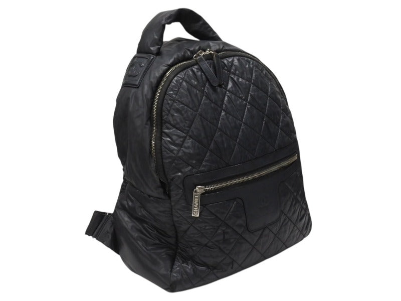 CHANEL Rucksack Cococoon Quilting A92559 24th series Nylon Leather Black Silver hardware Good Condition Used 4b004680