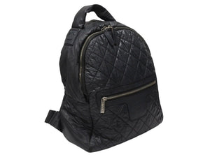 CHANEL シャネル リュック ココクーン キルティング A92559 24番台 ナイロン レザー ブラック シルバー金具 美品 中古 4b004680