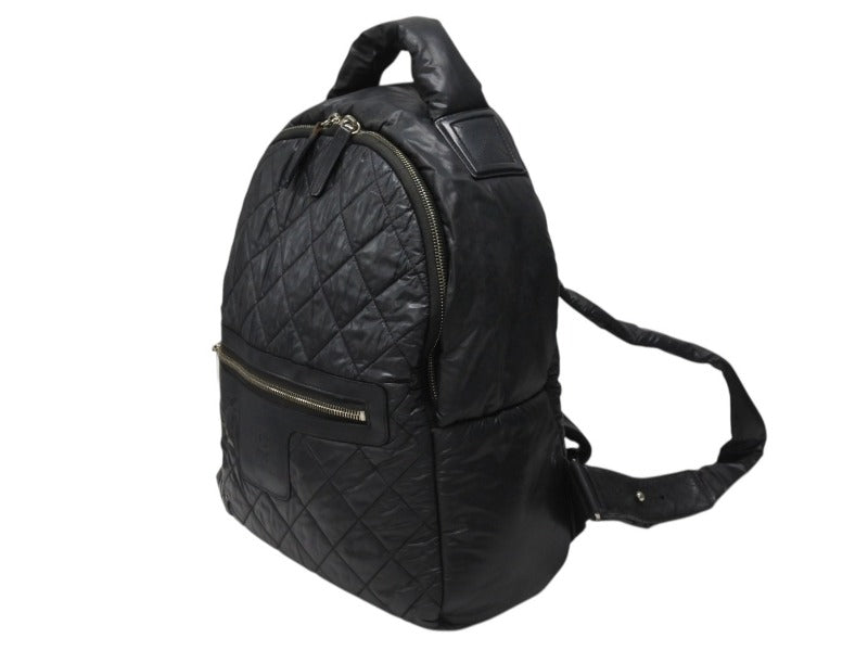 CHANEL Rucksack Cococoon Quilting A92559 24th series Nylon Leather Black Silver hardware Good Condition Used 4b004680