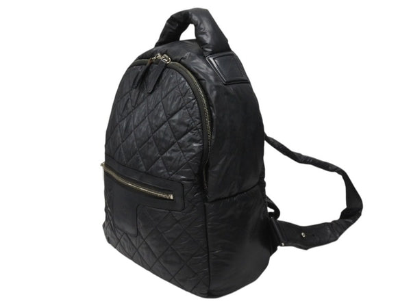 CHANEL シャネル リュック ココクーン キルティング A92559 24番台 ナイロン レザー ブラック シルバー金具 美品 中古 4b004680