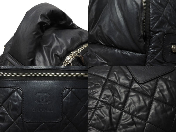 CHANEL シャネル リュック ココクーン キルティング A92559 24番台 ナイロン レザー ブラック シルバー金具 美品 中古 4b004680
