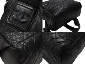 CHANEL シャネル リュック ココクーン キルティング A92559 24番台 ナイロン レザー ブラック シルバー金具 美品 中古 4b004680