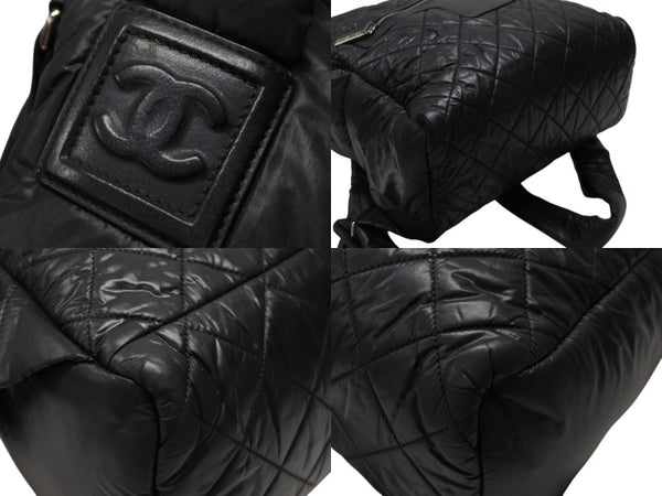 CHANEL シャネル リュック ココクーン キルティング A92559 24番台 ナイロン レザー ブラック シルバー金具 美品 中古 4b004680