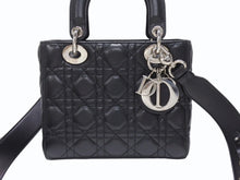 Load image into Gallery viewer, Christian Dior クリスチャンディオール Lady Dior レディディオール スモール 2WAYバッグ カナージュ ブラック シルバー金具 美品 中古 4b004684