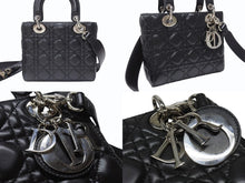 Load image into Gallery viewer, Christian Dior クリスチャンディオール Lady Dior レディディオール スモール 2WAYバッグ カナージュ ブラック シルバー金具 美品 中古 4b004684