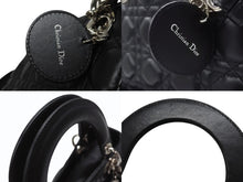 Load image into Gallery viewer, Christian Dior クリスチャンディオール Lady Dior レディディオール スモール 2WAYバッグ カナージュ ブラック シルバー金具 美品 中古 4b004684