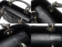 Load image into Gallery viewer, Christian Dior クリスチャンディオール Lady Dior レディディオール スモール 2WAYバッグ カナージュ ブラック シルバー金具 美品 中古 4b004684