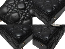 Load image into Gallery viewer, Christian Dior クリスチャンディオール Lady Dior レディディオール スモール 2WAYバッグ カナージュ ブラック シルバー金具 美品 中古 4b004684