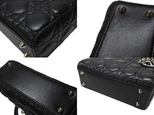 Load image into Gallery viewer, Christian Dior クリスチャンディオール Lady Dior レディディオール スモール 2WAYバッグ カナージュ ブラック シルバー金具 美品 中古 4b004684