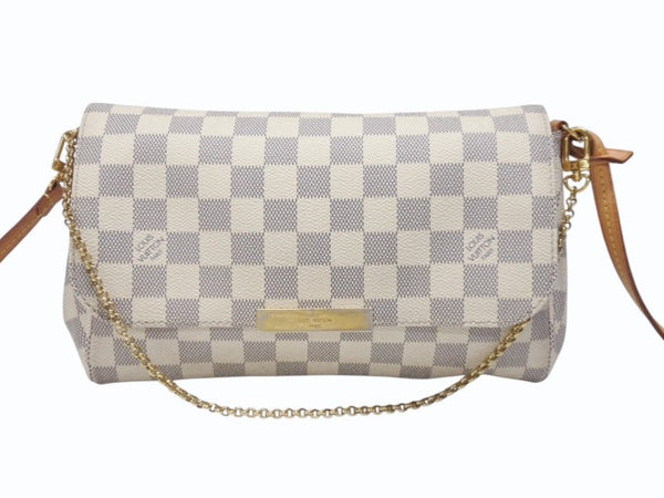 LOUIS VUITTON ルイヴィトン ショルダーバッグ N41277 フェイボリットPM ダミエ アズール ホワイト ゴールド金具 美品 中古 4b004689